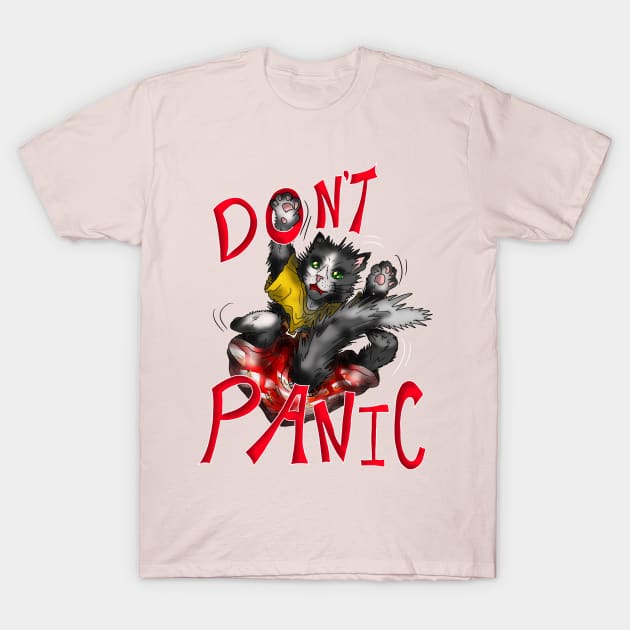 wise cat dont panic T-Shirt by cuisinecat